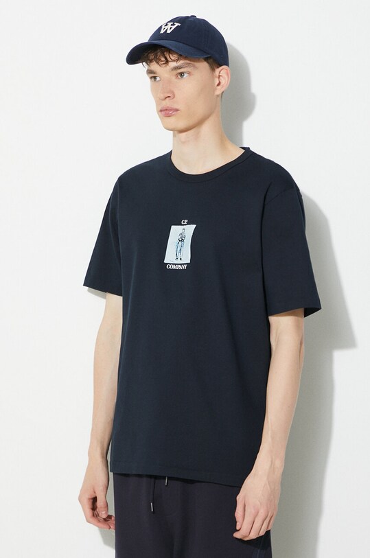 C.P. Company cotton t-shirt Mercerized Jersey Twisted Graphic navy 16CMTS163A006203W