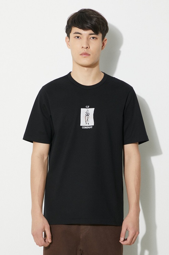 C.P. Company cotton t-shirt Mercerized Jersey Twisted Graphic 16CMTS163A006203W black SS24