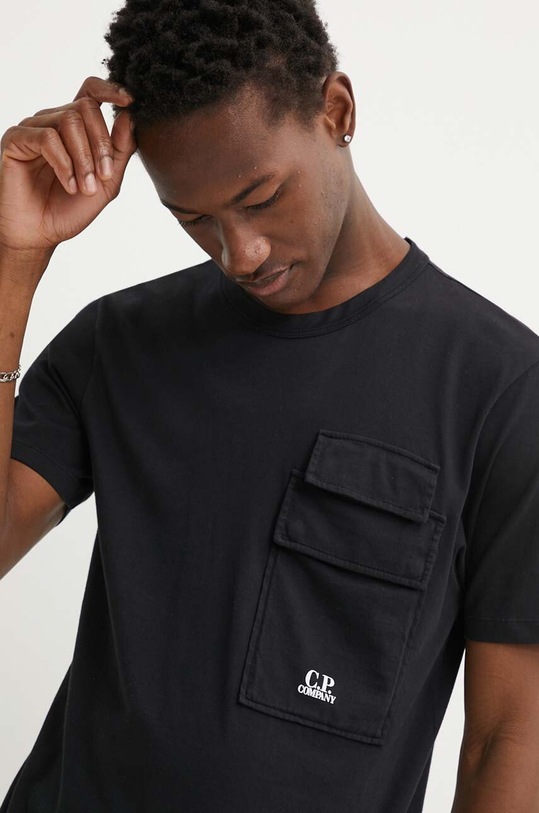 Хлопковая футболка C.P. Company Jersey Flap Pocket чёрный 16CMTS211A005697G