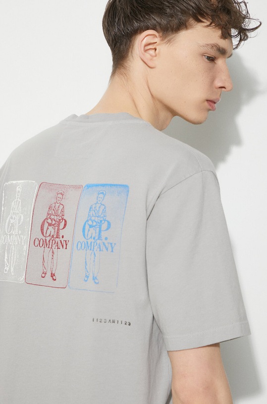 C.P. Company cotton t-shirt Jersey Artisanal Three Cards relaxed gray 16CMTS288A005431G