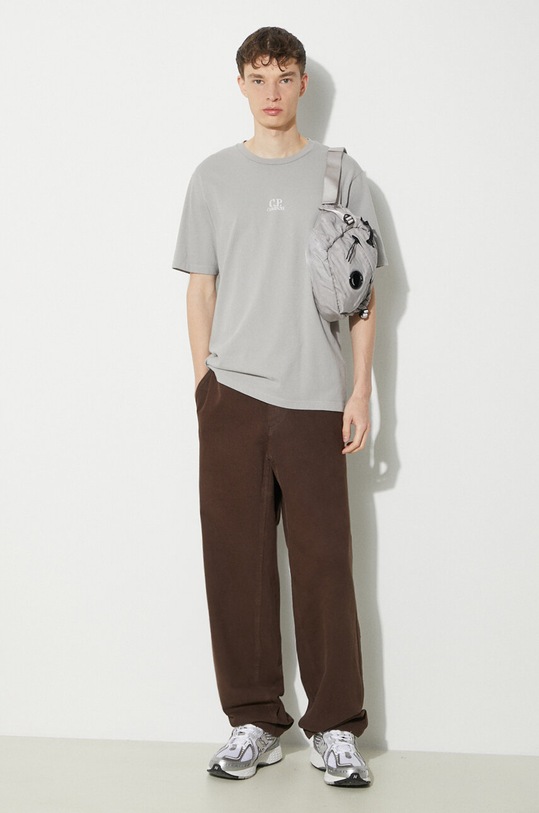 C.P. Company cotton t-shirt Jersey Artisanal Three Cards 16CMTS288A005431G gray SS24