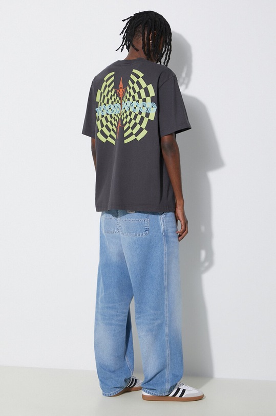 Хлопковая футболка Wood Wood Haider Tribe 12415705.2507 серый SS24