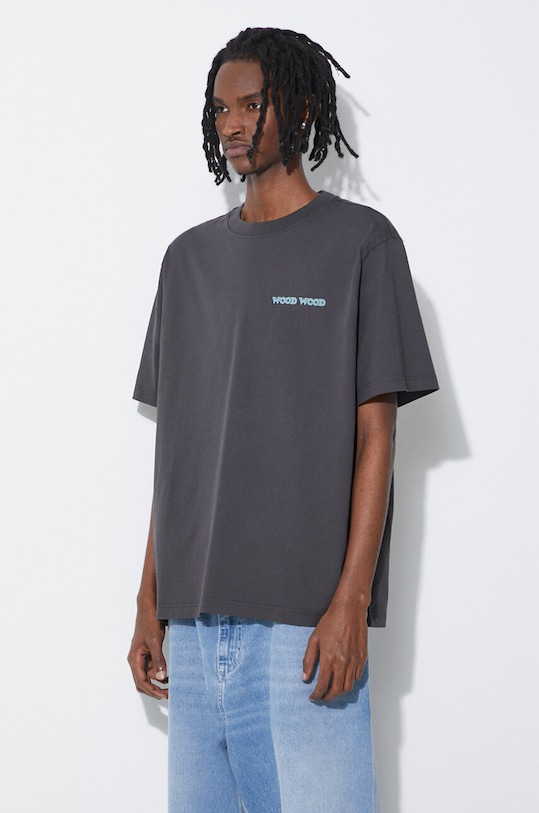 Одежда Хлопковая футболка Wood Wood Haider Tribe 12415705.2507 серый