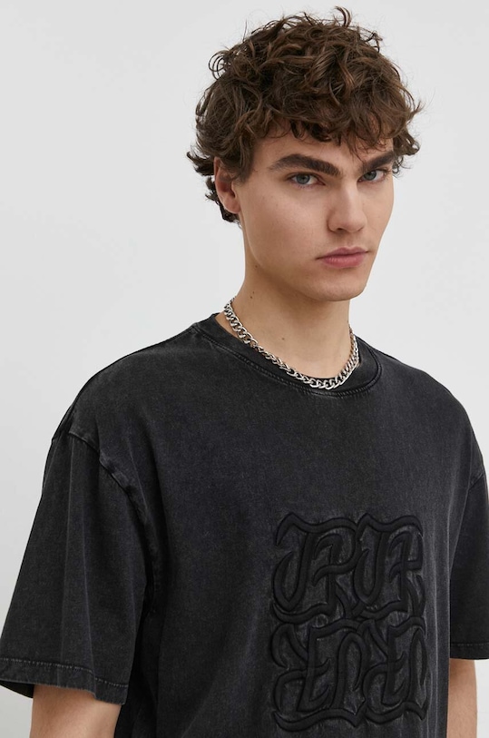 The Kooples t-shirt bawełniany aplikacja czarny HTSC28039K