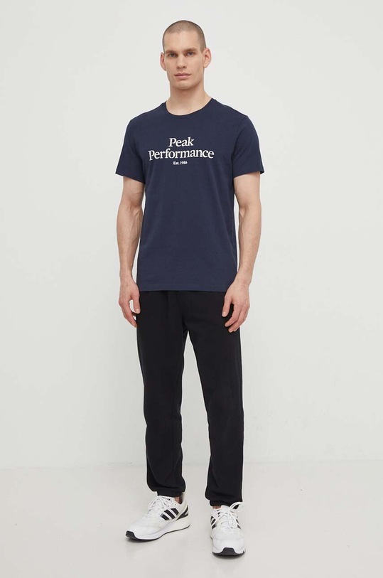 Бавовняна футболка Peak Performance G79567 темно-синій SS25