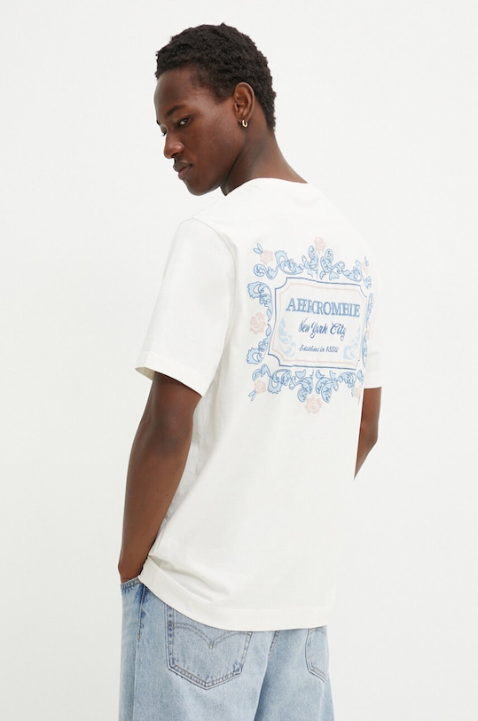 Bavlněné tričko Abercrombie & Fitch nášivka béžová KI123.3317.101