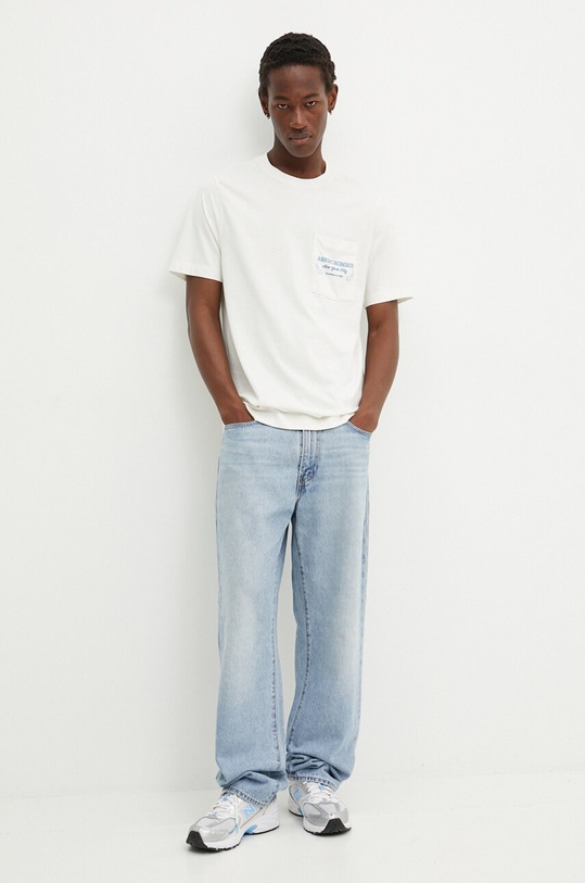 Bavlněné tričko Abercrombie & Fitch KI123.3317.101 béžová SS24