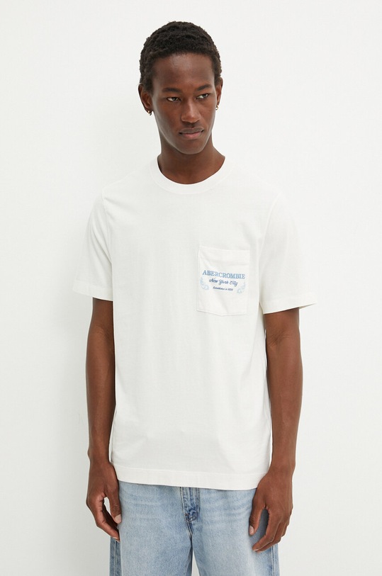 Oblečení Bavlněné tričko Abercrombie & Fitch KI123.3317.101 béžová