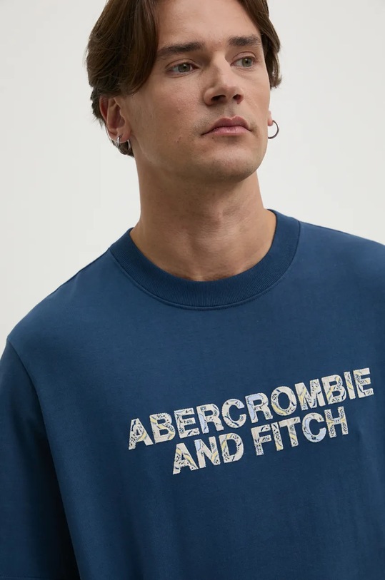 Bavlněné tričko Abercrombie & Fitch modrá KI123.3319.200