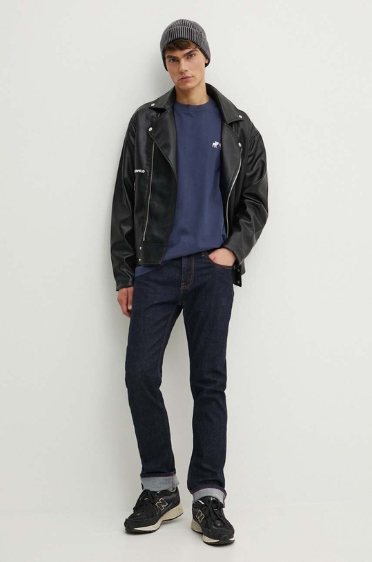 Bavlněné tričko Abercrombie & Fitch KI124.4272.200 námořnická modř SS24