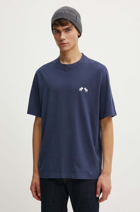 Bavlněné tričko Abercrombie & Fitch námořnická modř KI124.4272.200
