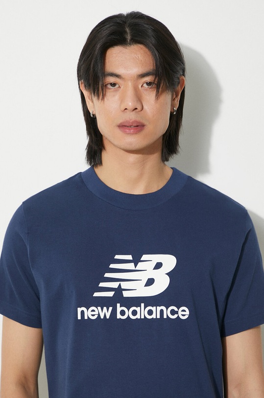 New Balance tricou din bumbac Sport Essentials MT41502NNY bleumarin