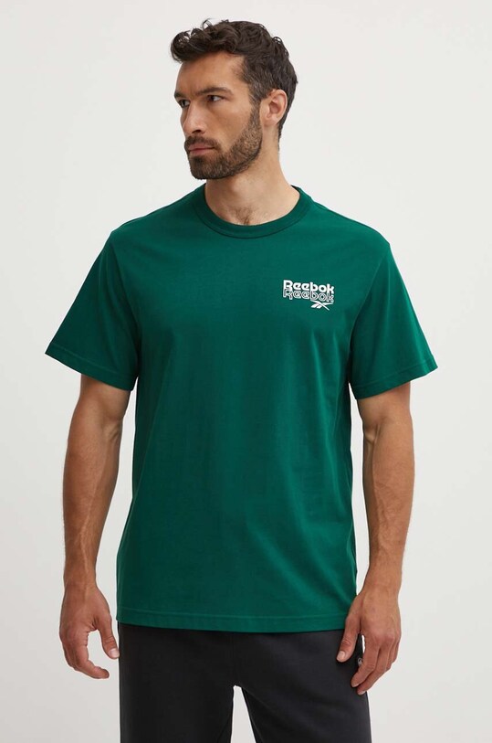 Reebok tricou din bumbac Brand Proud print verde 100076384