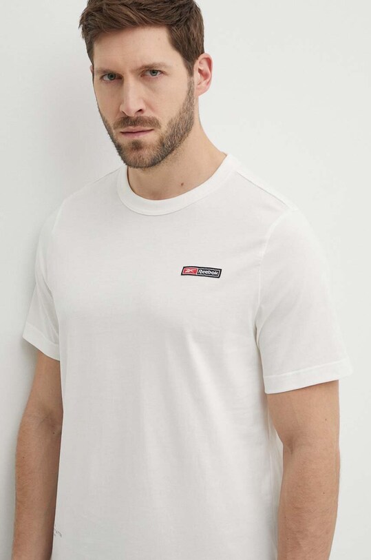 Бавовняна футболка Reebok бавовна бежевий 100075313