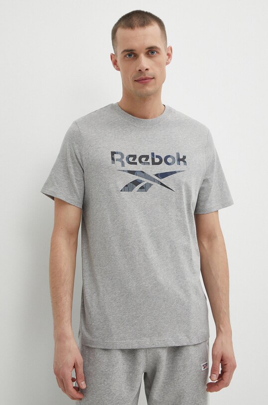 Хлопковая футболка Reebok хлопок серый 100076379