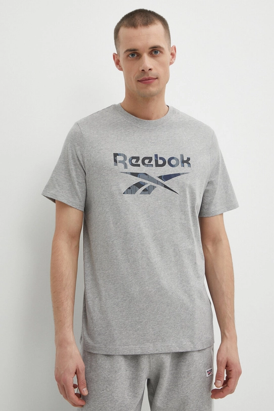 Bavlnené tričko Reebok potlač sivá 100076379