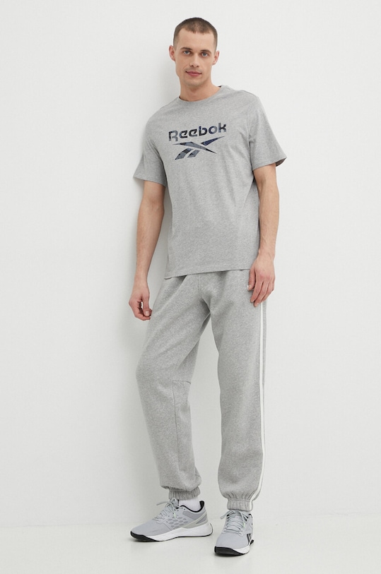 Хлопковая футболка Reebok 100076379 серый SS24