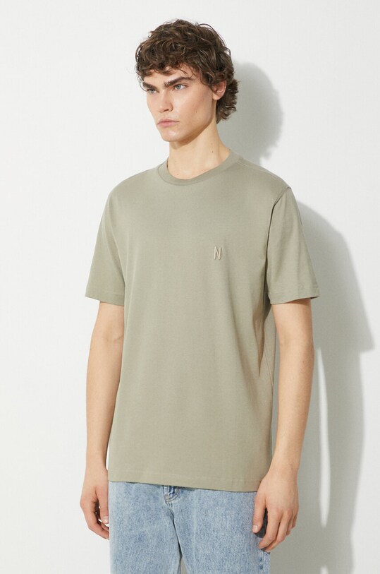 Norse Projects t-shirt bawełniany Johannes Organic N Logo beżowy N01.0643.2053