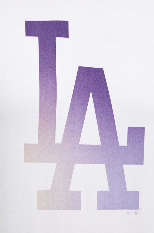 Βαμβακερό μπλουζάκι 47 brand MLB Los Angeles Dodgers λευκό BB012TEMECH618800WW