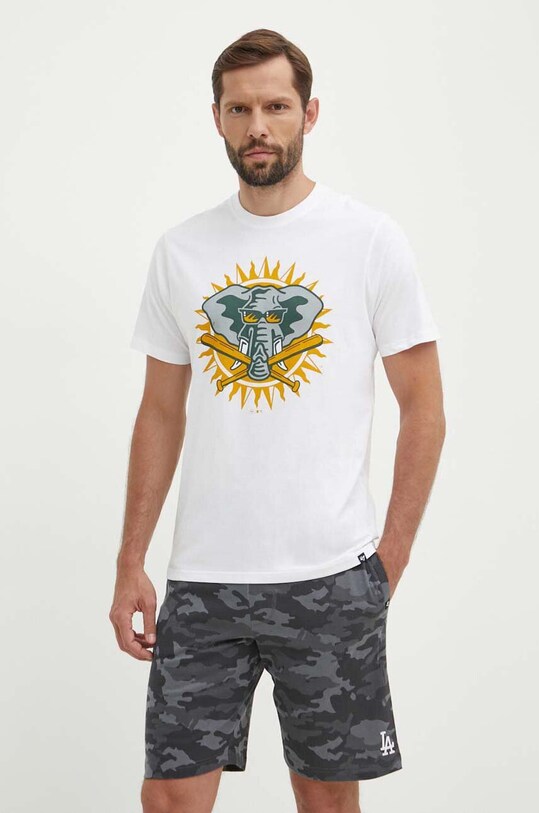 Bavlněné tričko 47 brand MLB Oakland Athletics potisk bílá BC018TEMECH615133WW