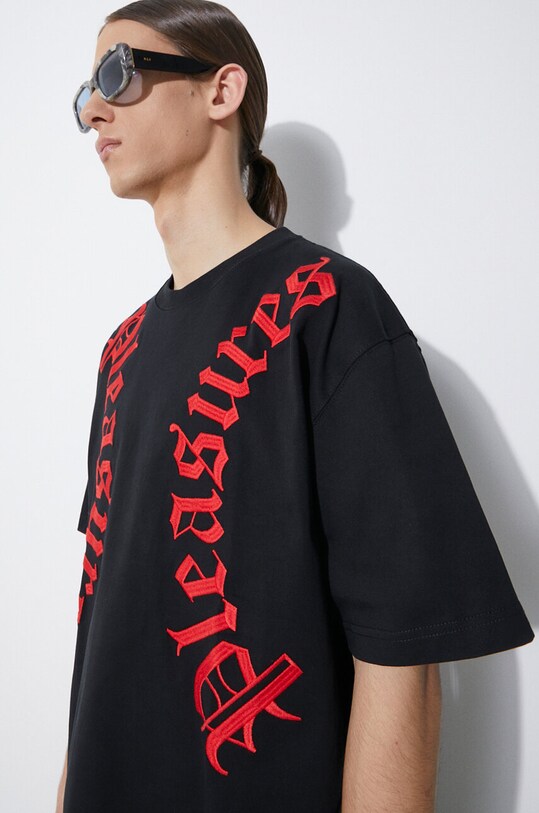 PLEASURES cotton t-shirt Harness Heavyweight T-Shirt P24SP010.BLACK black