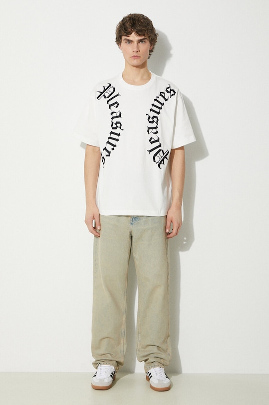 Памучна тениска PLEASURES Harness Heavyweight T-Shirt P24SP010.WHITE бял SS24