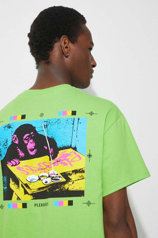 Бавовняна футболка PLEASURES Cmyk T-Shirt зелений P24SP051.LIME