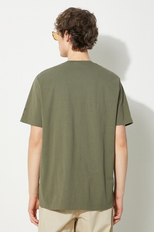 Памучна тениска Engineered Garments Printed Cross Crew Neck T-shirt OR424.NP121 зелен SS24