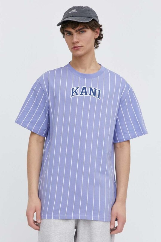 Karl Kani t-shirt bawełniany wzorzyste fioletowy 6069097