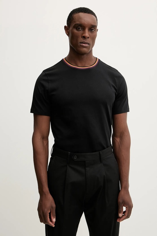 Bavlnené tričko Paul Smith jednofarebný čierna M1R.697PS.H00084