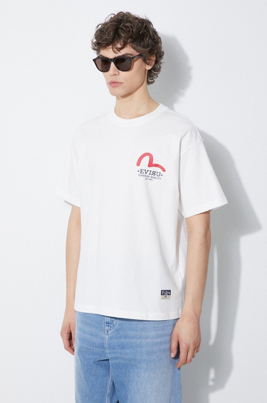 Evisu cotton t-shirt Godhead Daicock Printed SS Tee white 2ESHTM4TS1085