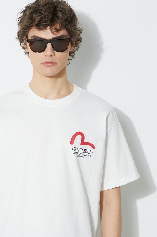 Evisu cotton t-shirt Godhead Daicock Printed SS Tee 2ESHTM4TS1085 white