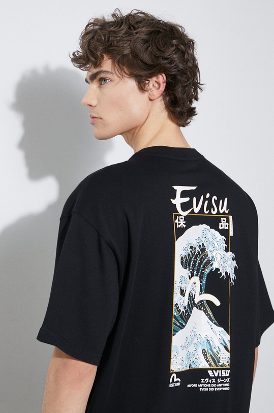 Evisu t-shirt bawełniany Evisu & Wave Print SS Sweatshirt 2ESHTM4WS7058