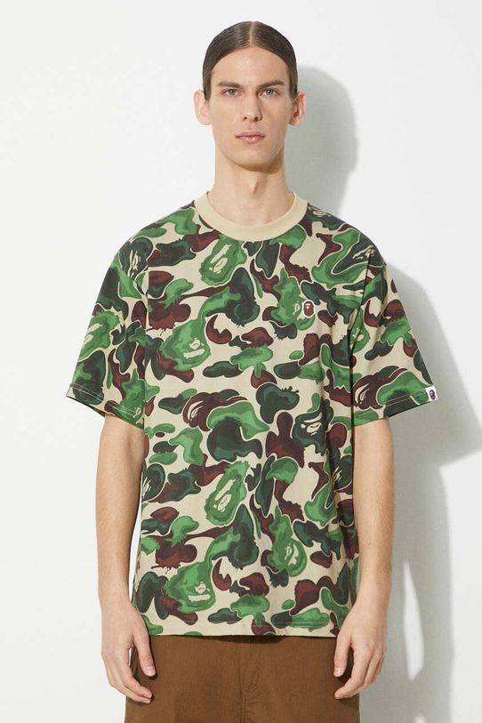 Pamučna majica A Bathing Ape Bape Art Camo Ape Head One Point Tee relaxed zelena 1J80109057