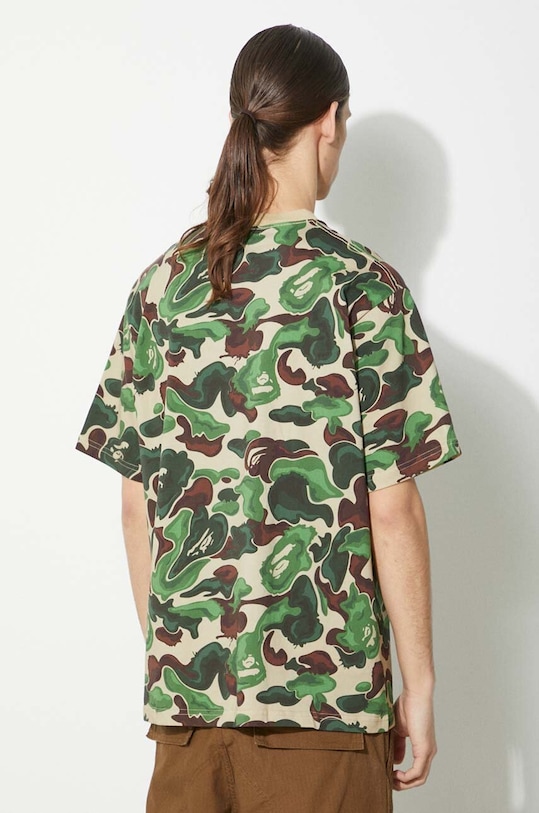 Pamučna majica A Bathing Ape Bape Art Camo Ape Head One Point Tee 1J80109057 zelena SS24