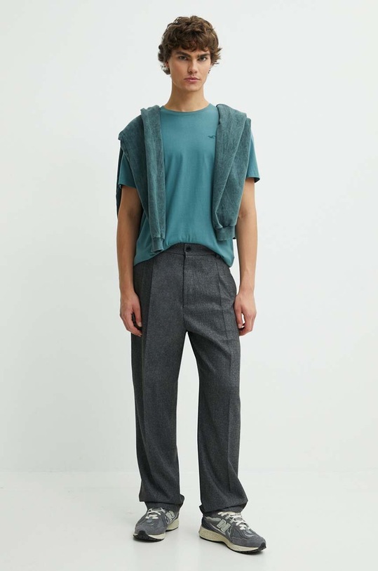 Hollister Co. t-shirt bawełniany KI324.4088.230 turkusowy SS24