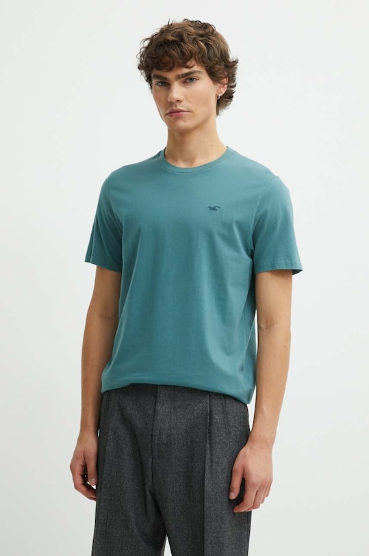 Hollister Co. t-shirt bawełniany turkusowy KI324.4088.230