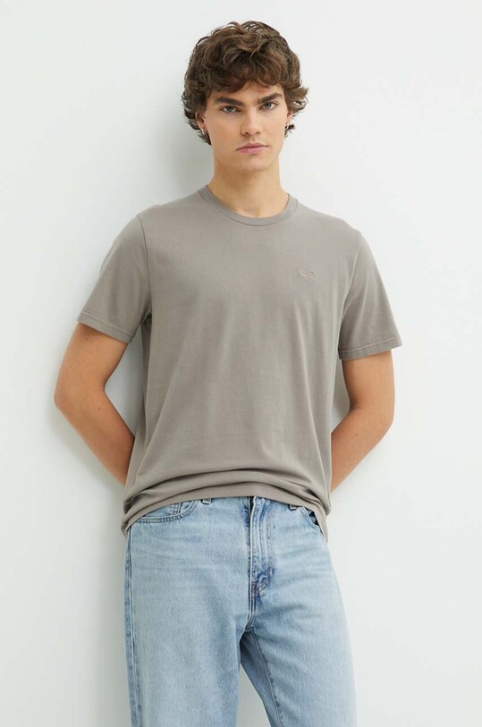 Pamučna majica Hollister Co. bez uzorka smeđa KI324.4096.400