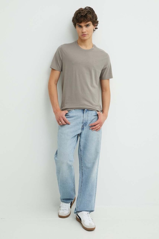 Hollister Co. t-shirt bawełniany KI324.4096.400 brązowy SS24