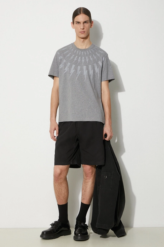 Neil Barrett t-shirt in cotone Fairisle Thunderbolt Slim MY70007S.Y524.756N grigio SS24