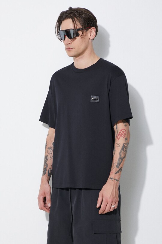 Бавовняна футболка Neil Barrett Slim Dropped Shoulder Pierced Nipple чорний MY70144A.Y518.001N