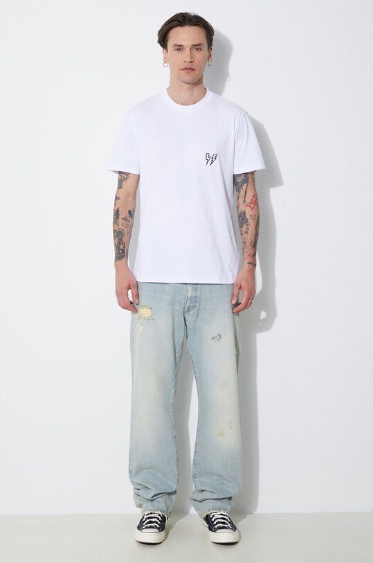 Neil Barrett cotton t-shirt Slim Double Bolt MY70218R.Y523.100N white SS24