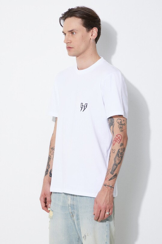 Neil Barrett cotton t-shirt Slim Double Bolt white MY70218R.Y523.100N