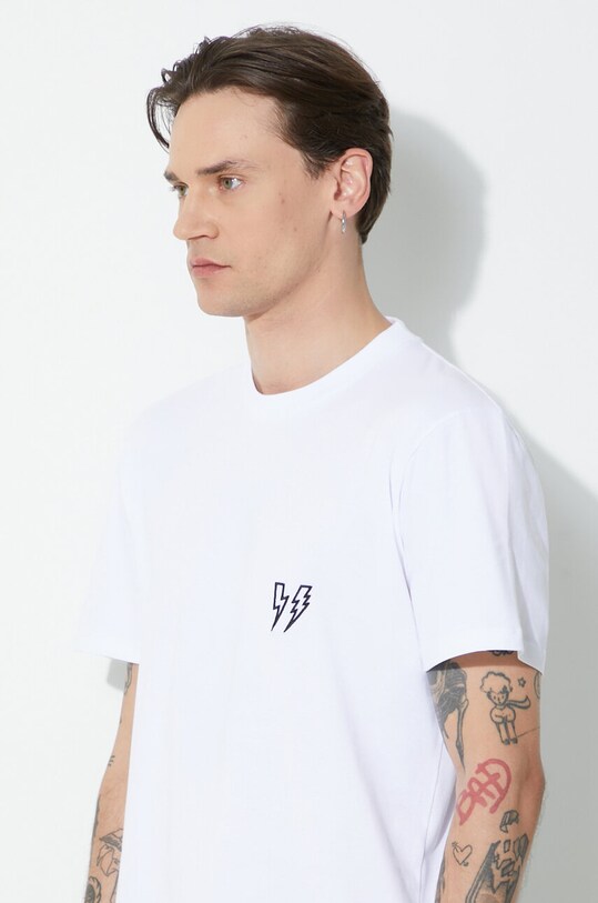 Neil Barrett cotton t-shirt Slim Double Bolt MY70218R.Y523.100N white