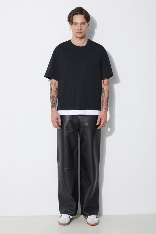 Neil Barrett t-shirt in cotone Slim Dropped Shoulder Bicolor MY70266A.Y521.524N nero SS24