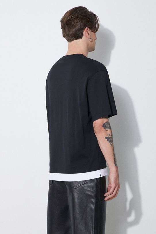 Odjeća Pamučna majica Neil Barrett Slim Dropped Shoulder Bicolor MY70266A.Y521.524N crna