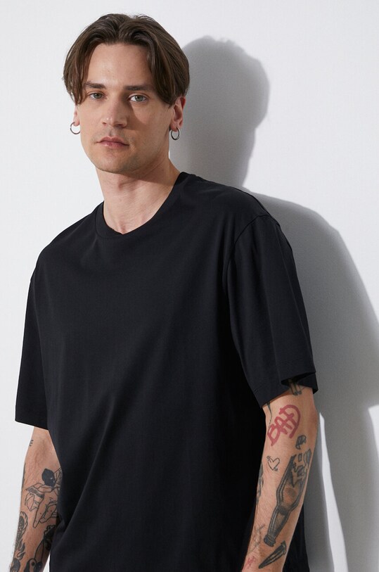 Neil Barrett tricou din bumbac Slim Dropped Shoulder Bicolor MY70266A.Y521.524N negru