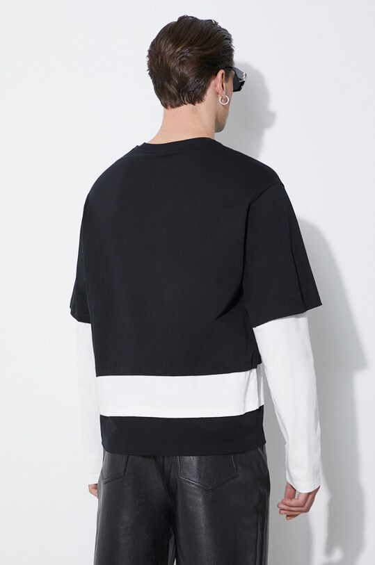 Îmbrăcăminte Neil Barrett longsleeve din bumbac Triple Layer Ready-Style Crew Neck MY70275A.Y552.118N negru