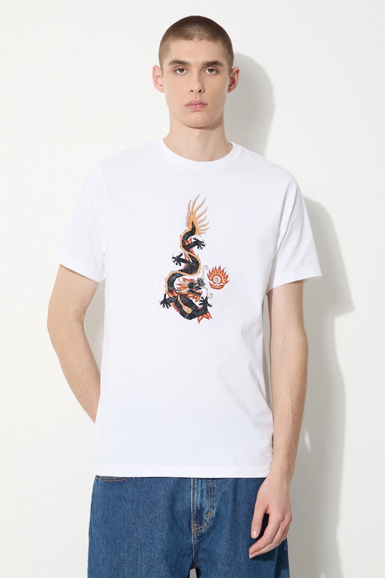 Maharishi cotton t-shirt Original Dragon applique white 5125.WHITE