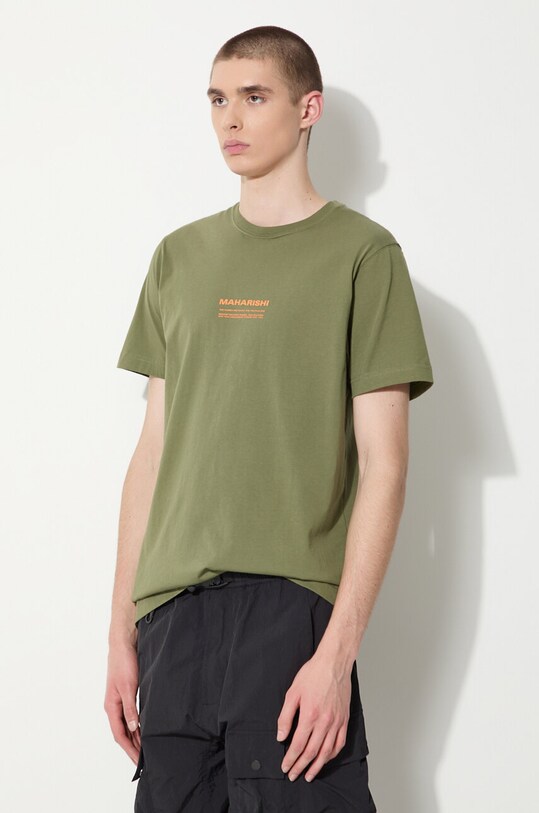Бавовняна футболка Maharishi Th Anniversary Aum зелений 1306.OLIVE